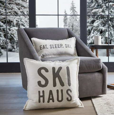 Eat Sleep Ski - Lumbar Pillow - The Collective Park City