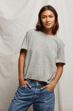 eddie Recycled Boxy Raw Hem Tee - Heather Grey - The Collective Park City