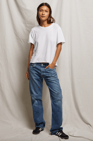 eddie Recycled Boxy Raw Hem Tee - White - The Collective Park City