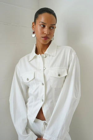 Edie Soft Denim Jacket - White - The Collective Park City