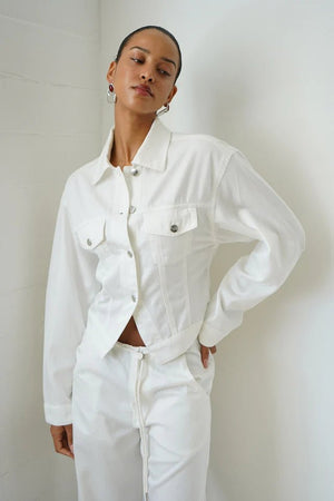 Edie Soft Denim Jacket - White - The Collective Park City