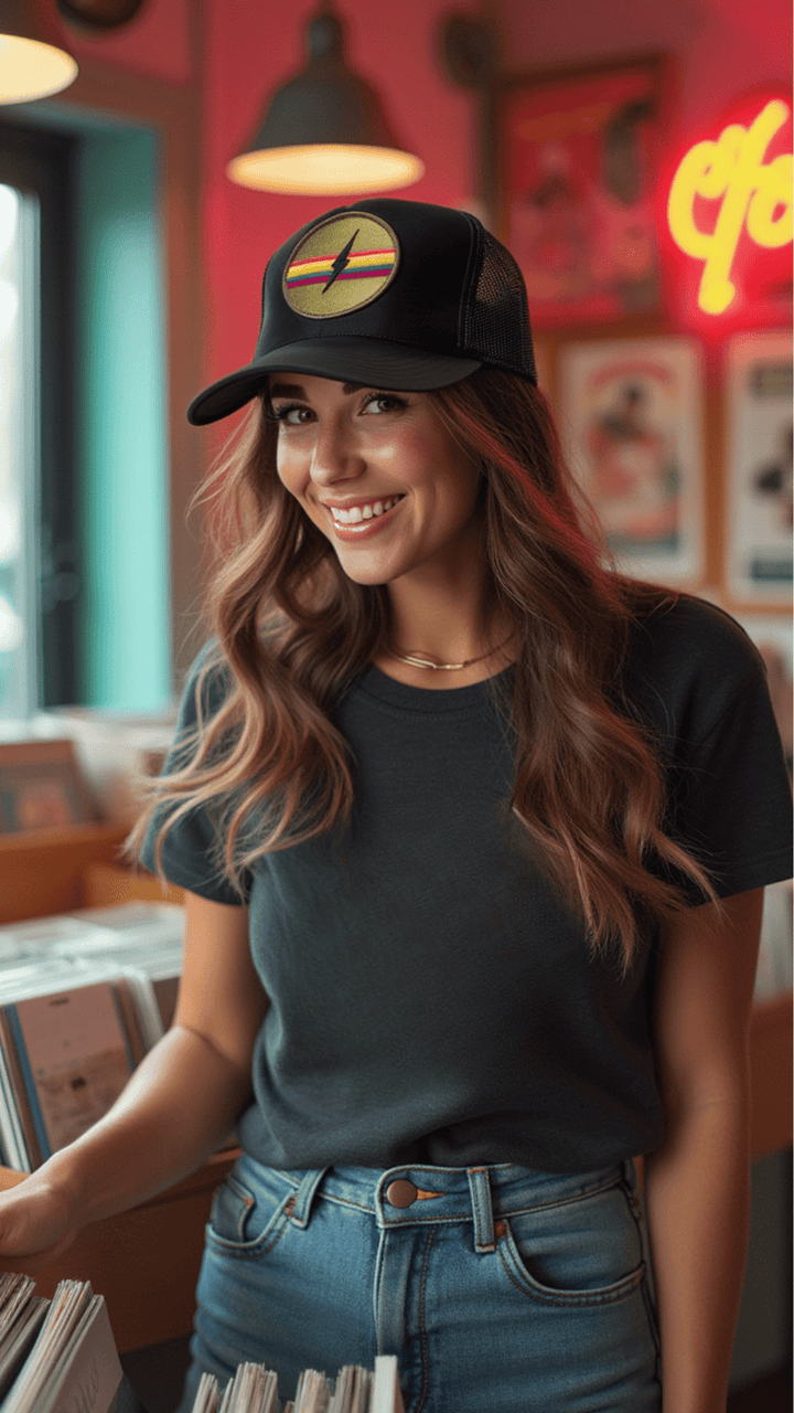 Electric Rainbow Trucker Hat - Black - The Collective Park City