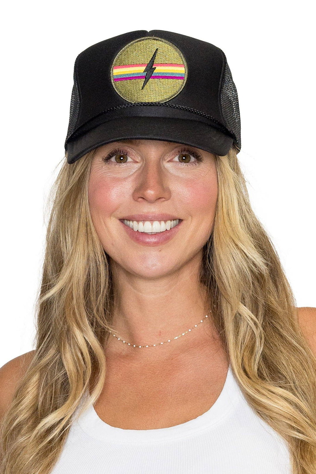 Electric Rainbow Trucker Hat - Black - The Collective Park City