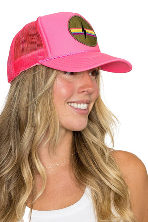 Electric Rainbow Trucker Hat in Pink: Pink - The Collective Park City
