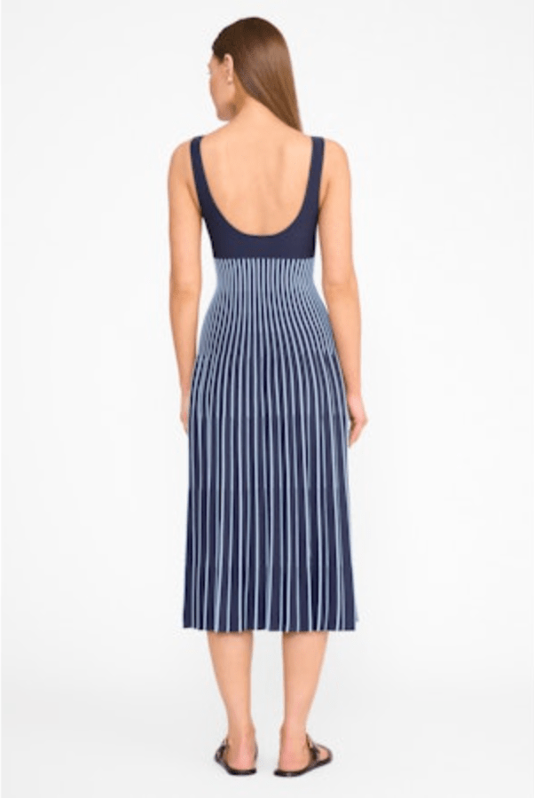 Ellison Dress - Navy & Clear Pinstripes - The Collective Park City