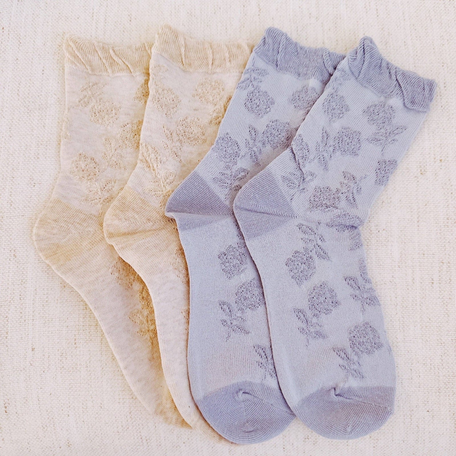 Embossed Flower Knit Socks - The Collective Park City