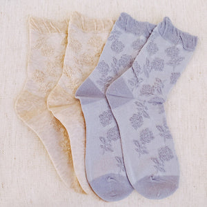 Embossed Flower Knit Socks - The Collective Park City