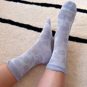 Embossed Flower Knit Socks - The Collective Park City