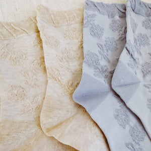 Embossed Flower Knit Socks - The Collective Park City