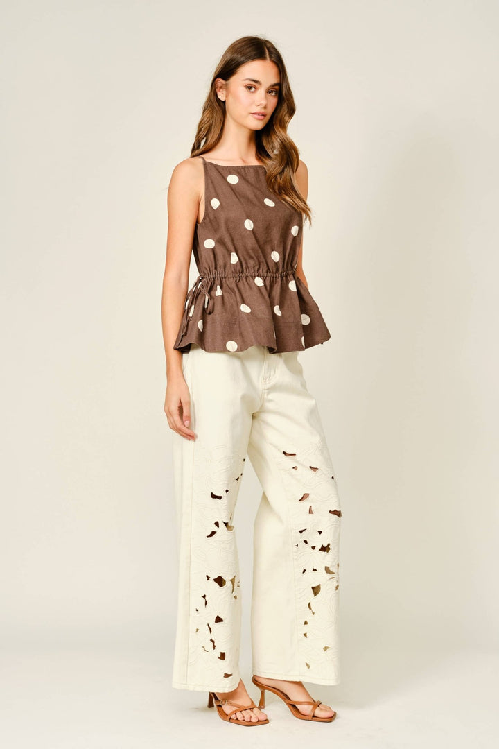 Embroidered Cut Out Straight Leg Denim Pant - The Collective Park City