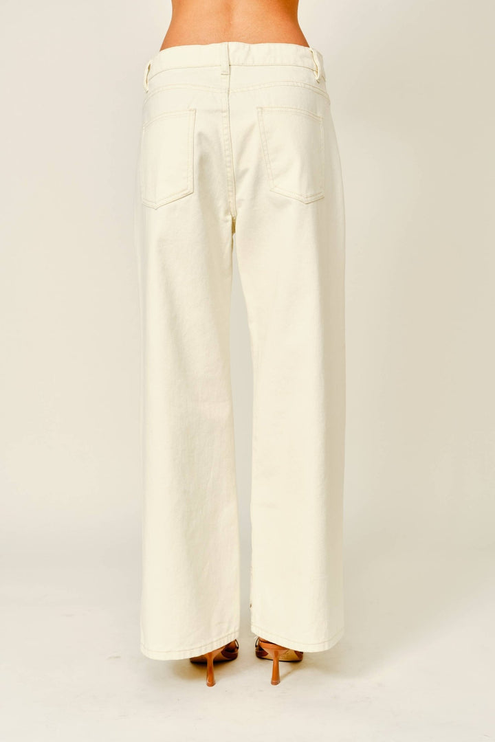 Embroidered Cut Out Straight Leg Denim Pant - The Collective Park City