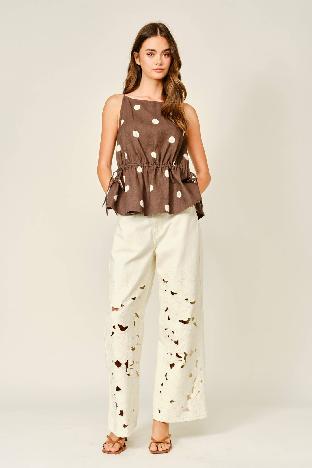 Embroidered Cut Out Straight Leg Denim Pant - The Collective Park City