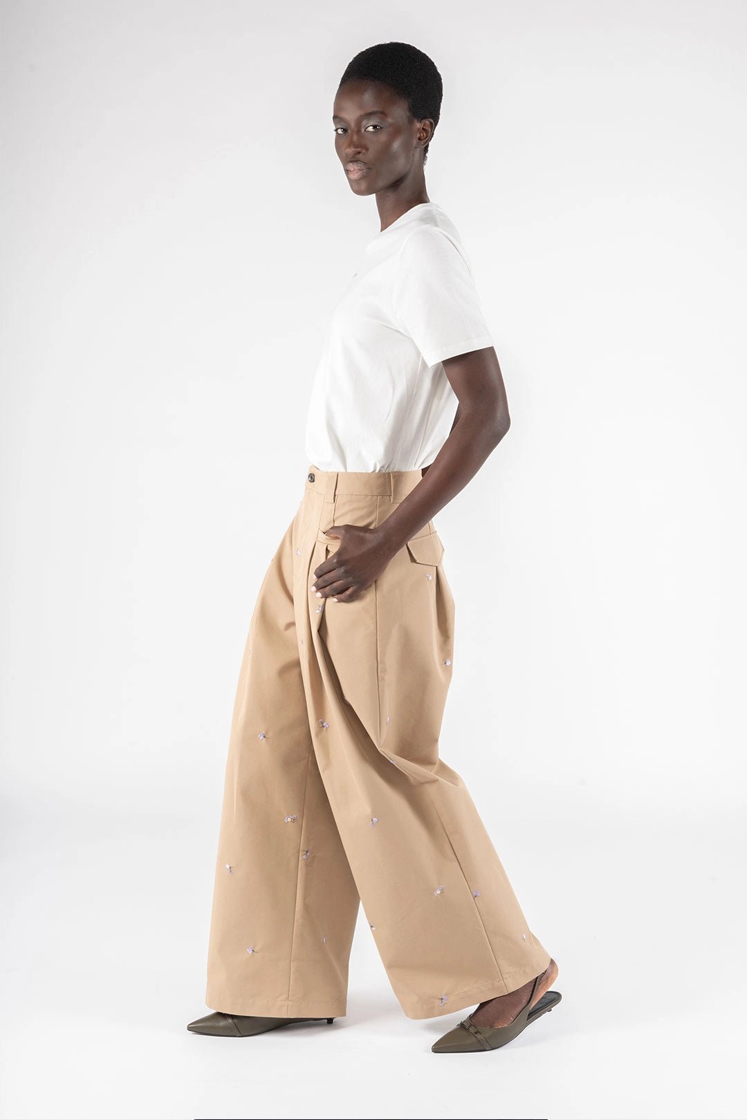 Embroidered Gabardine Pants - The Collective Park City