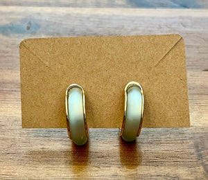 Enamel Chunky Hoop Earrings - Gold/Blue - The Collective Park City