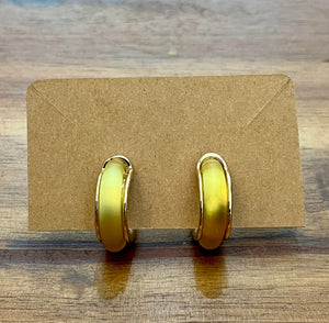 Enamel Chunky Hoop Earrings - Gold/Yellow - The Collective Park City