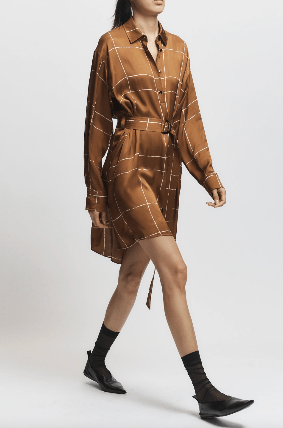Enzo Belted Shirt Dress - The Collective Park City