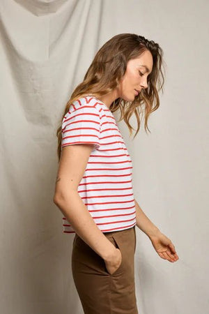 Everett Striped Tee - Tomato Stripes - The Collective Park City