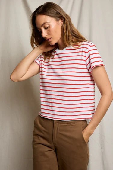 Everett Striped Tee - Tomato Stripes - The Collective Park City