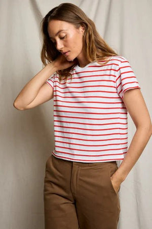 Everett Striped Tee - Tomato Stripes - The Collective Park City