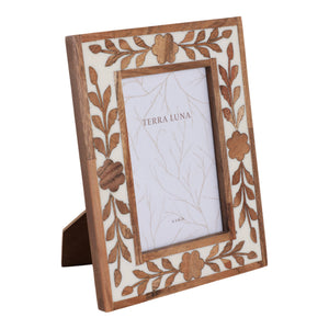 White/Brown 4x6 in. Wooden Petals Photo Frame