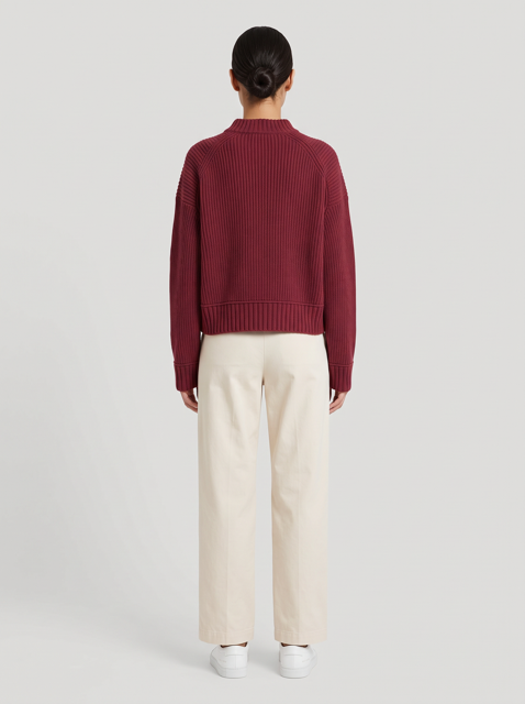 Boxy Crew Sweater in Bordeaux