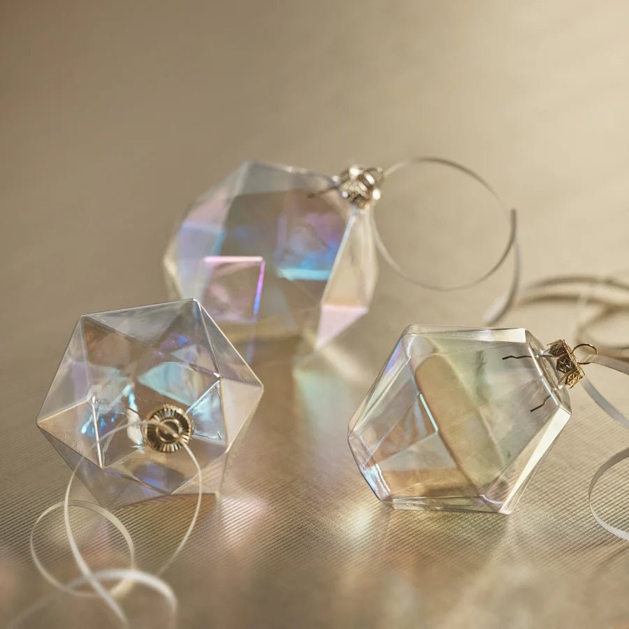 Faceted Glass Ornament - Clear Luster - The Collective Park City