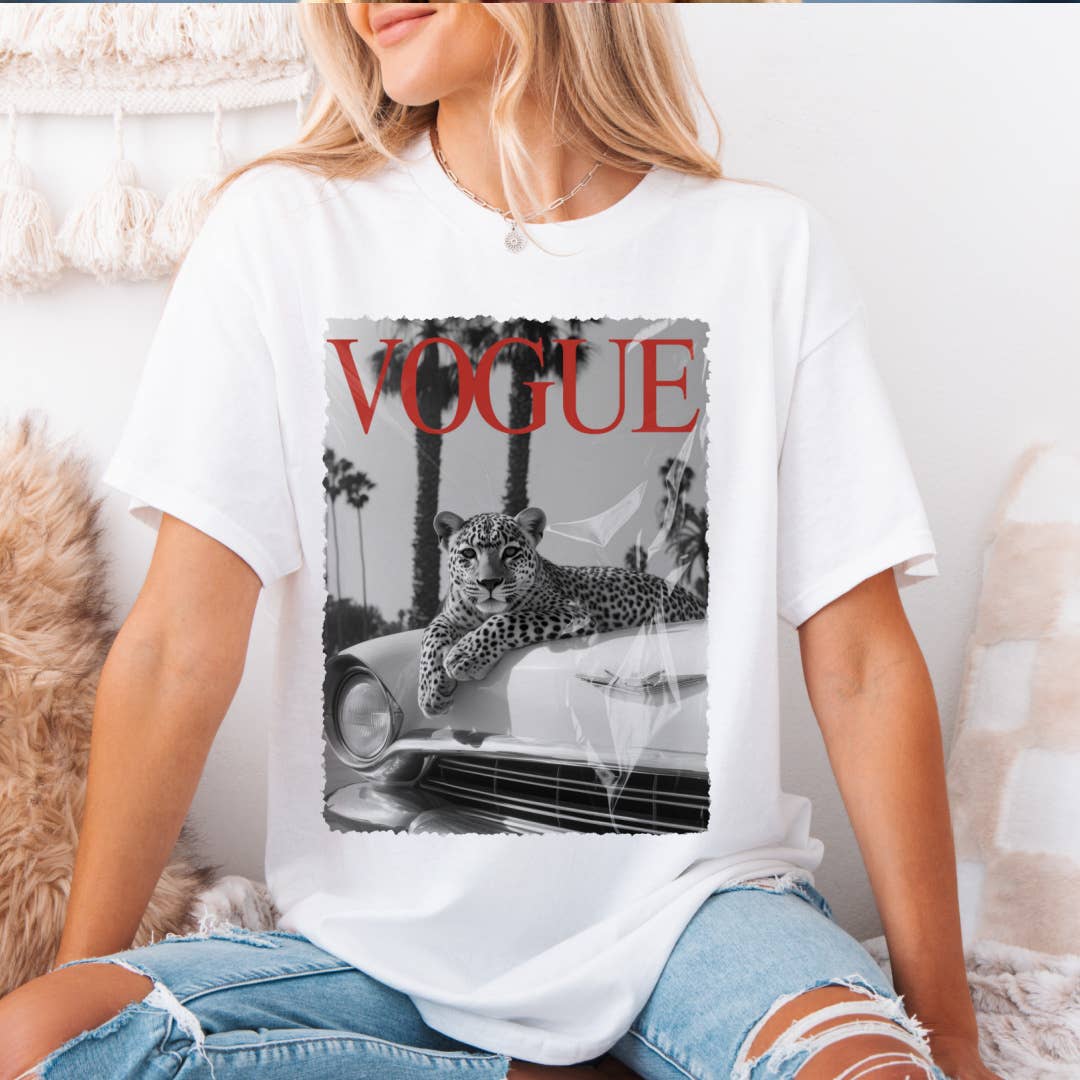 Fashion VOGUE Leopard Graphic Tee - The Collective Park City