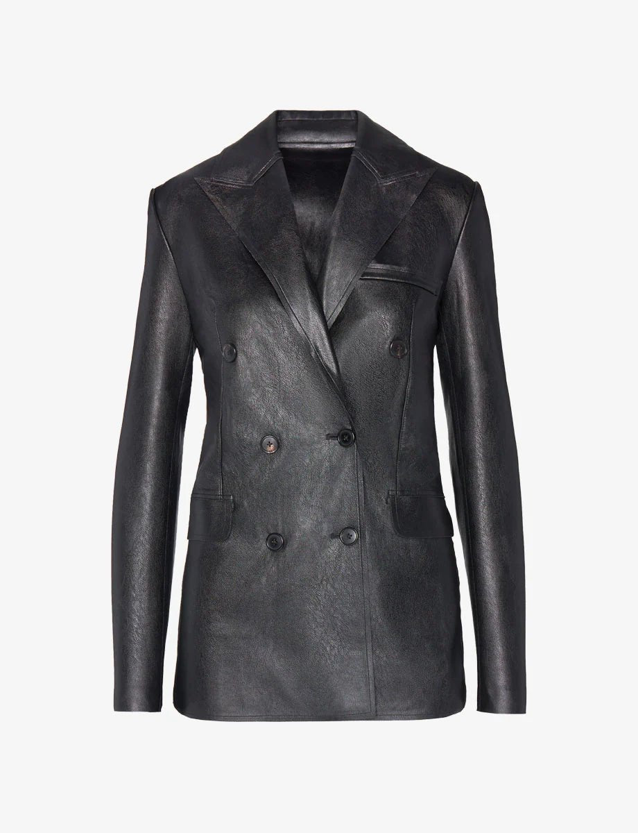 Faux Leather Double Breasted Jacket - The Collective Park City