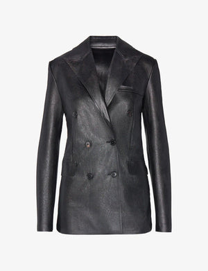 Faux Leather Double Breasted Jacket - The Collective Park City