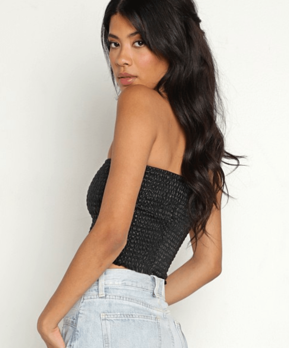 Faux Leather Smocked Tube Top - The Collective Park City