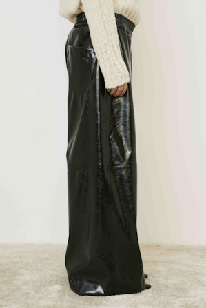 Faux Leather Wide - Leg Pant - Black - The Collective Park City