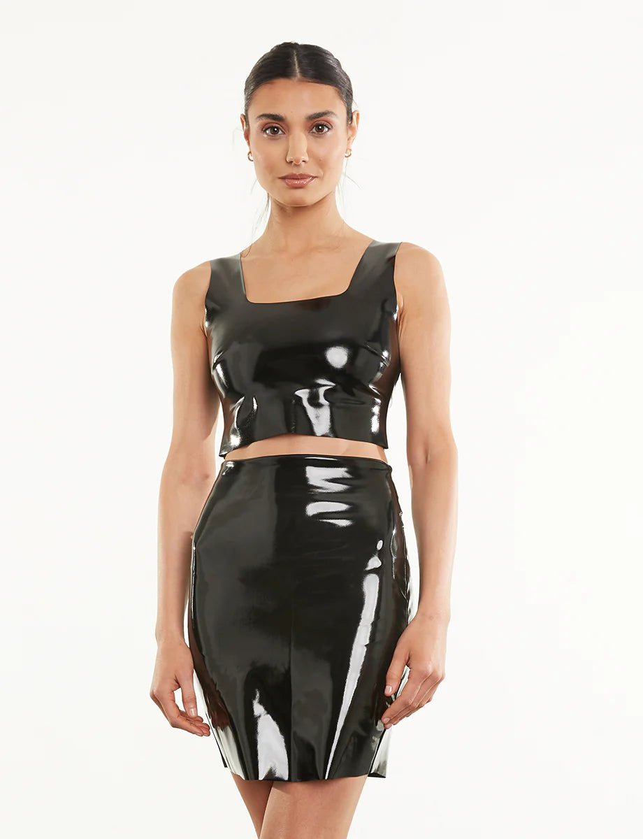 Faux Patent Leather Mini Skirt - The Collective Park City