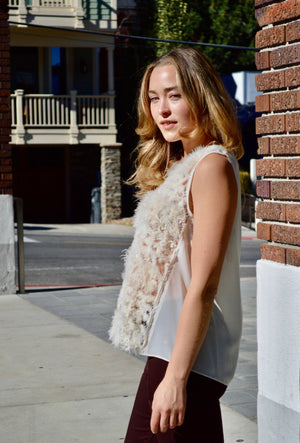 Feathered Sleeveless Blouse - The Collective Park City