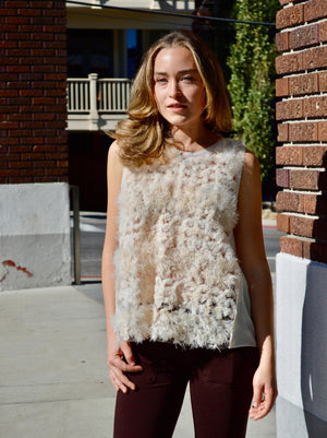 Feathered Sleeveless Blouse - The Collective Park City