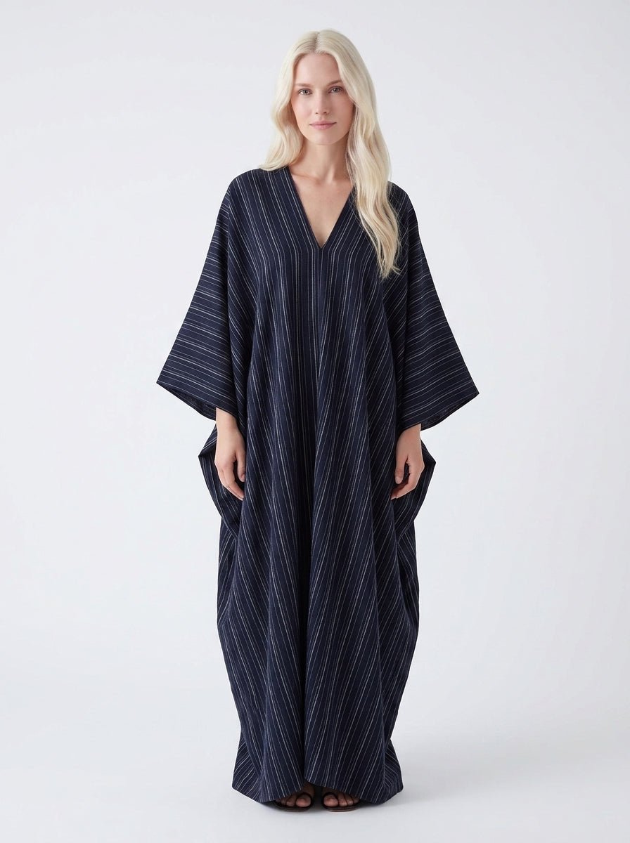 Federico Pinstripe Caftan Dress - The Collective Park City
