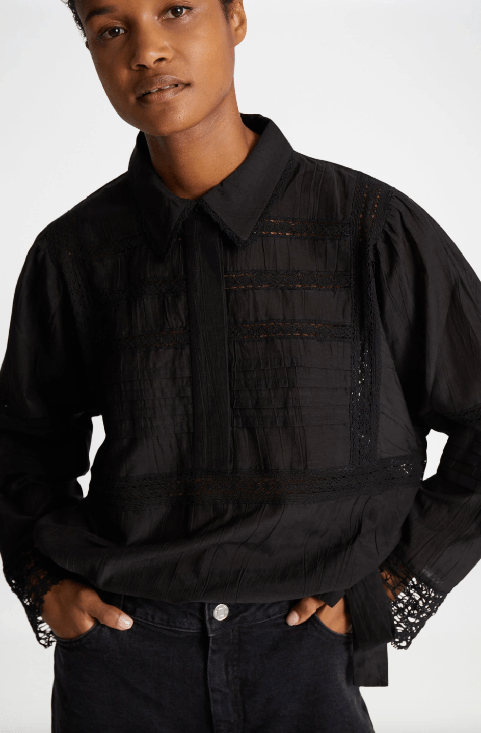 Ferdie Eyelet Blouse - Black - The Collective Park City