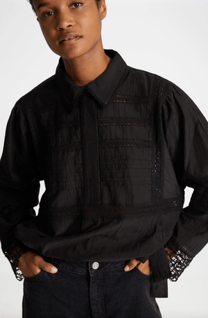 Ferdie Eyelet Blouse - Black - The Collective Park City