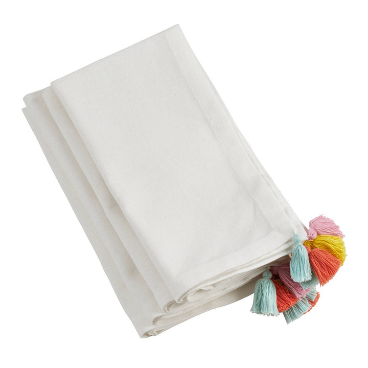 Fiesta Tassel White 20" Ivory Cotton Napkin - The Collective Park City