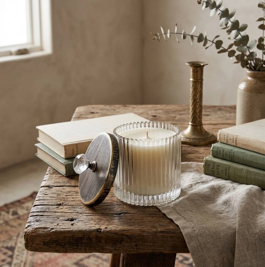 Fig & Aged Oak Amber Crystal Handle Lid Candle - The Collective Park City