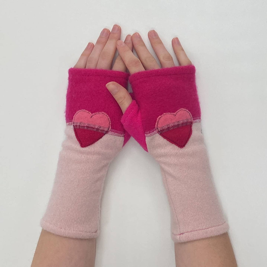 Fingerless Cashmere Gloves - Heart - The Collective Park City