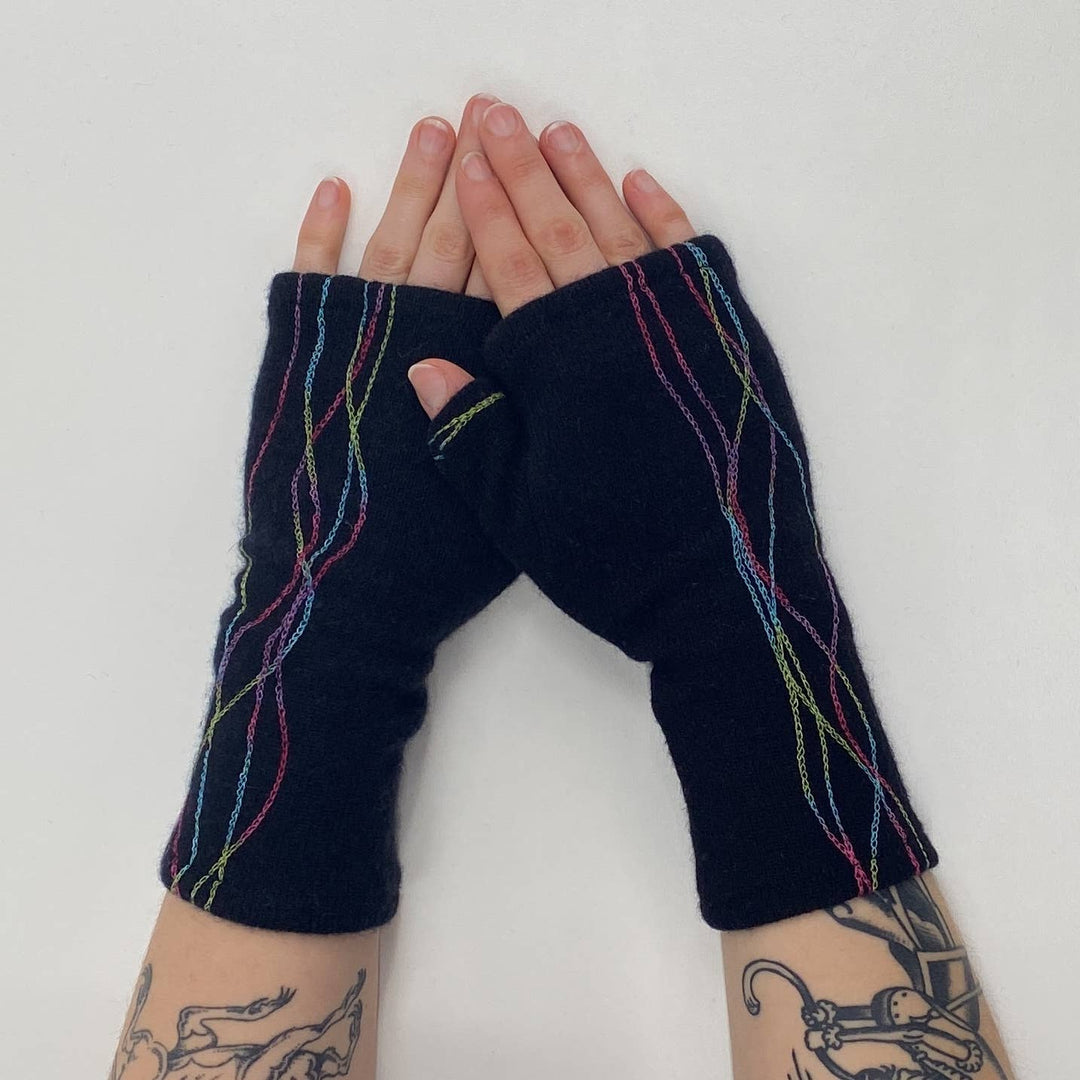 Fingerless Cashmere Gloves - Squiggle - The Collective Park City
