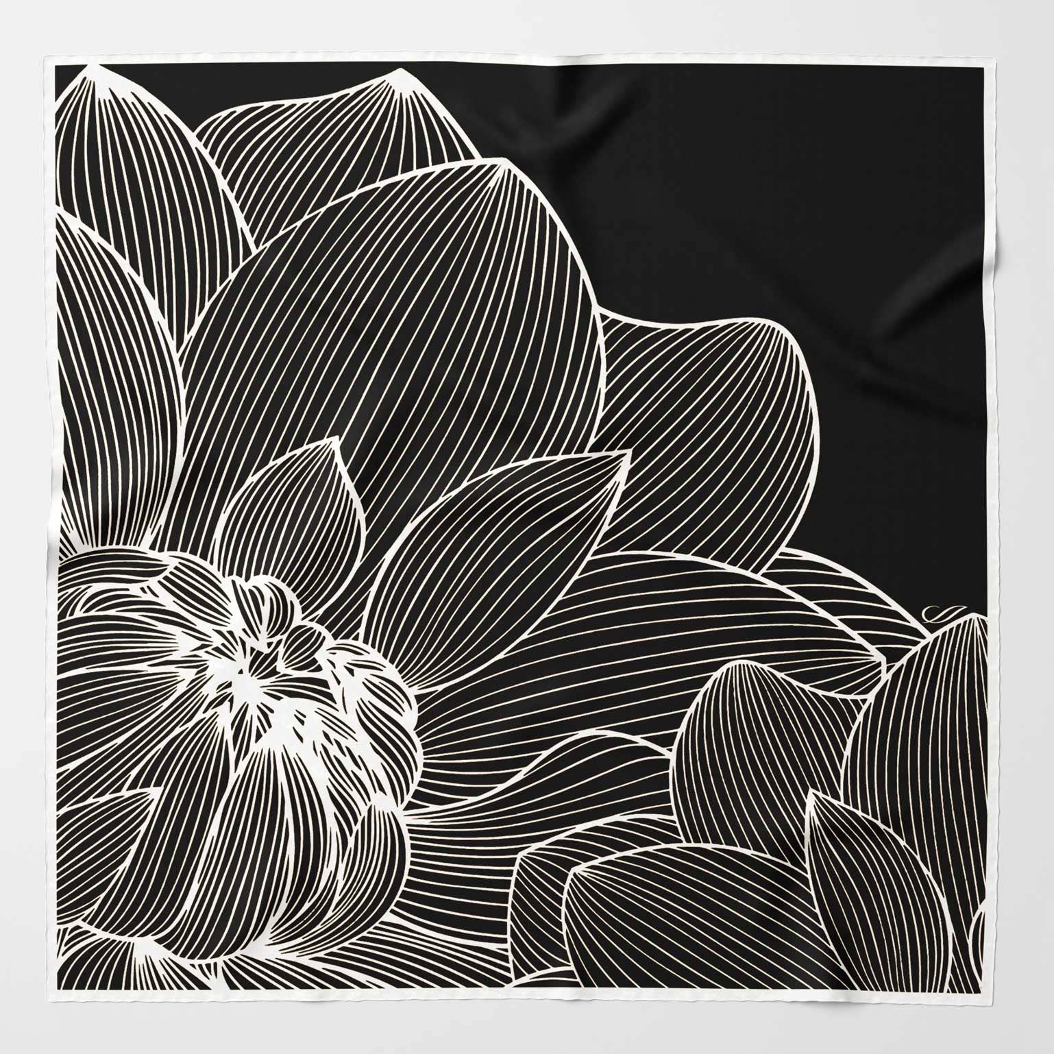 Fior di Loto - Silk Bandana Scarf - Black - The Collective Park City
