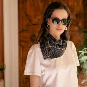 Fior di Loto - Silk Bandana Scarf - Black - The Collective Park City