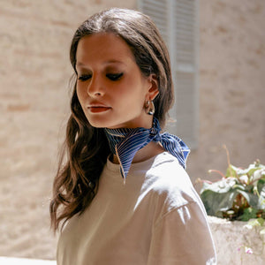 Fior di Loto - Silk Bandana Scarf - Blue - The Collective Park City