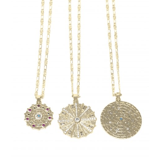 Flat Chain Necklace w/Sm Gold Circle Charm - The Collective Park City