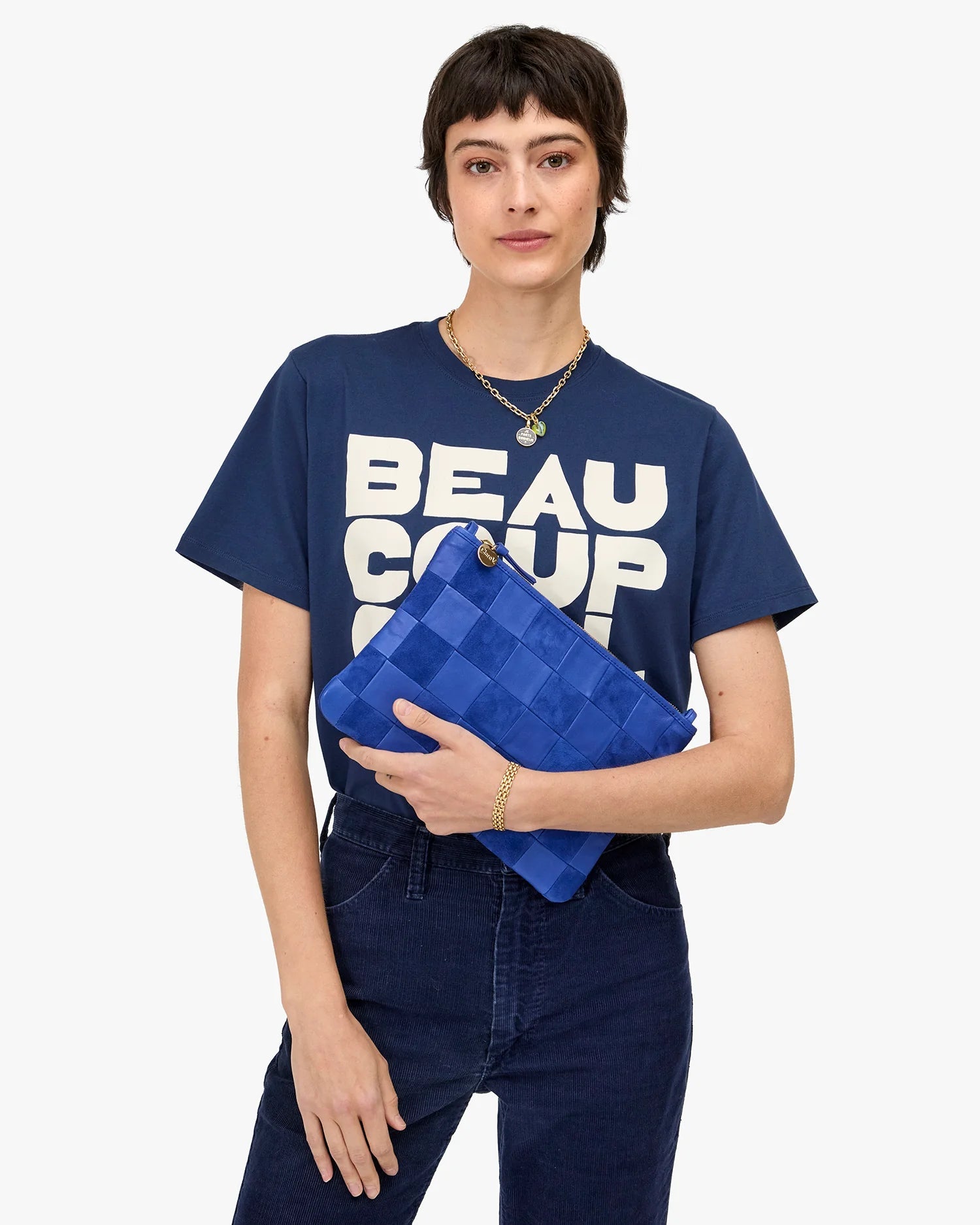 Flat Clutch with Tabs - Nappa & Suede - The Collective Park City