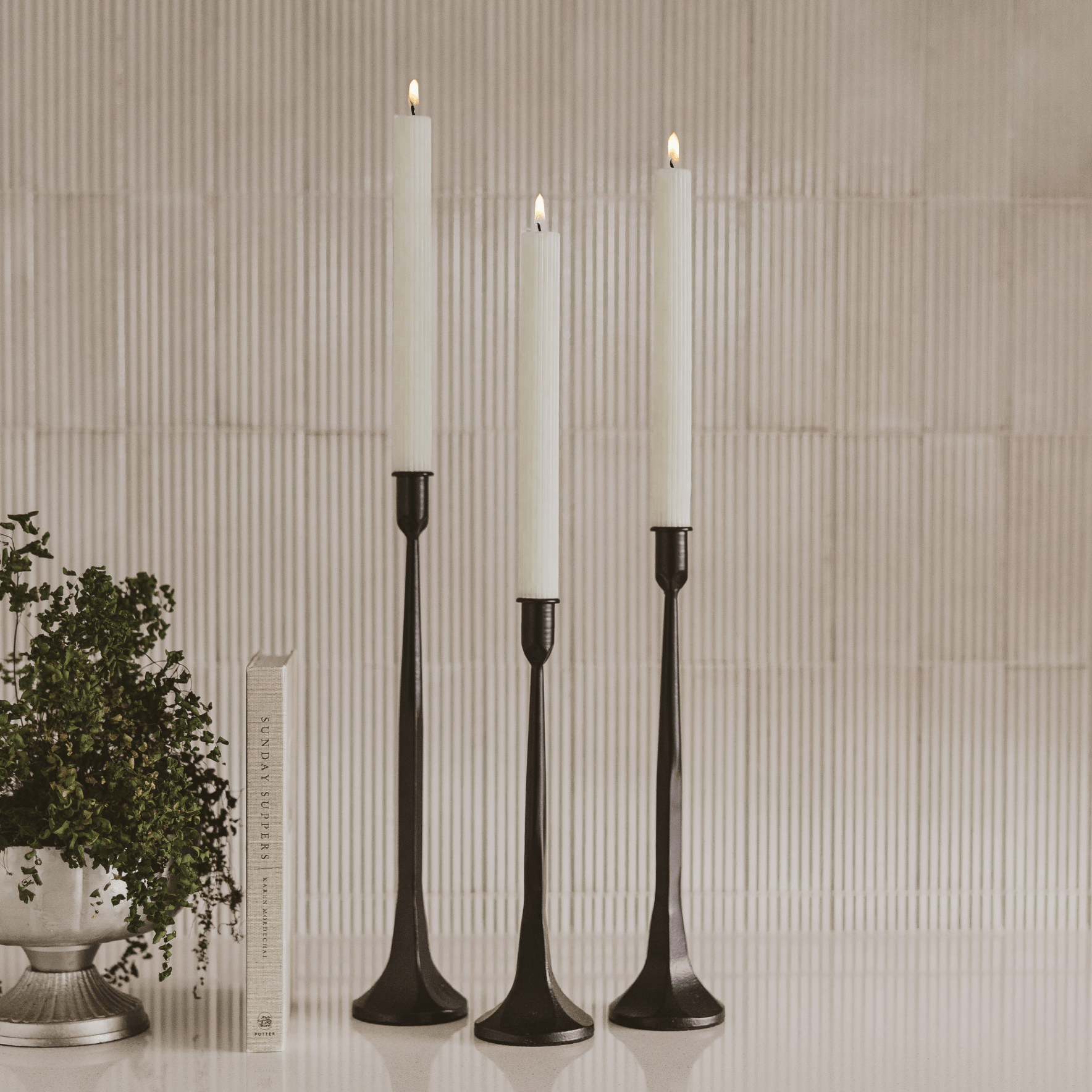 Fluted Taper Candles, Set of 3 - The Collective Park City