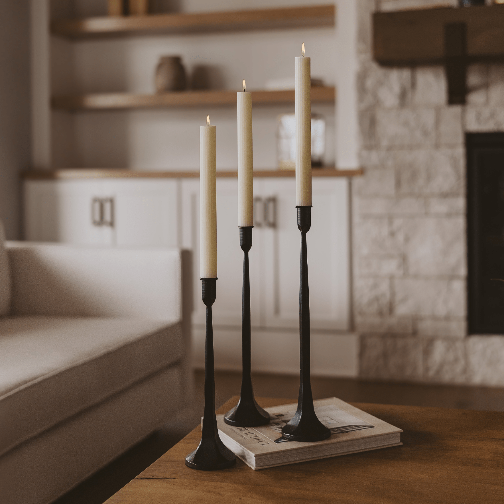 Fluted Taper Candles, Set of 3 - The Collective Park City