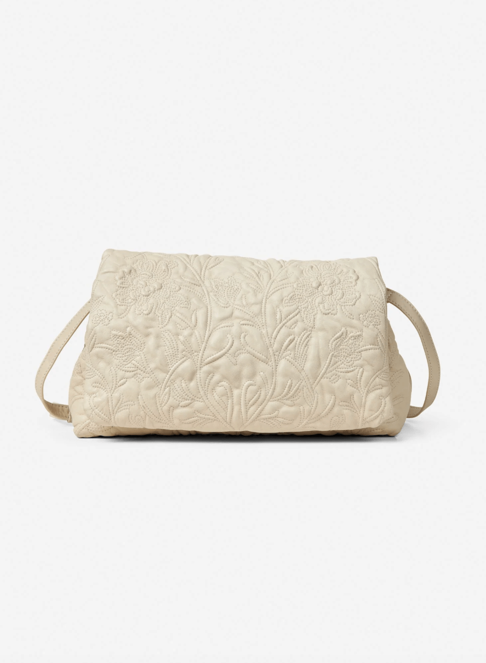 Folucke Leather Clutch Bag - Beige - The Collective Park City