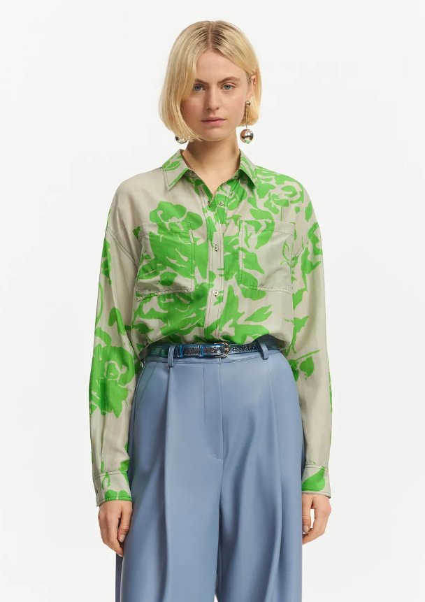 Forgetmenot Silk Button Down Shirt - The Collective Park City